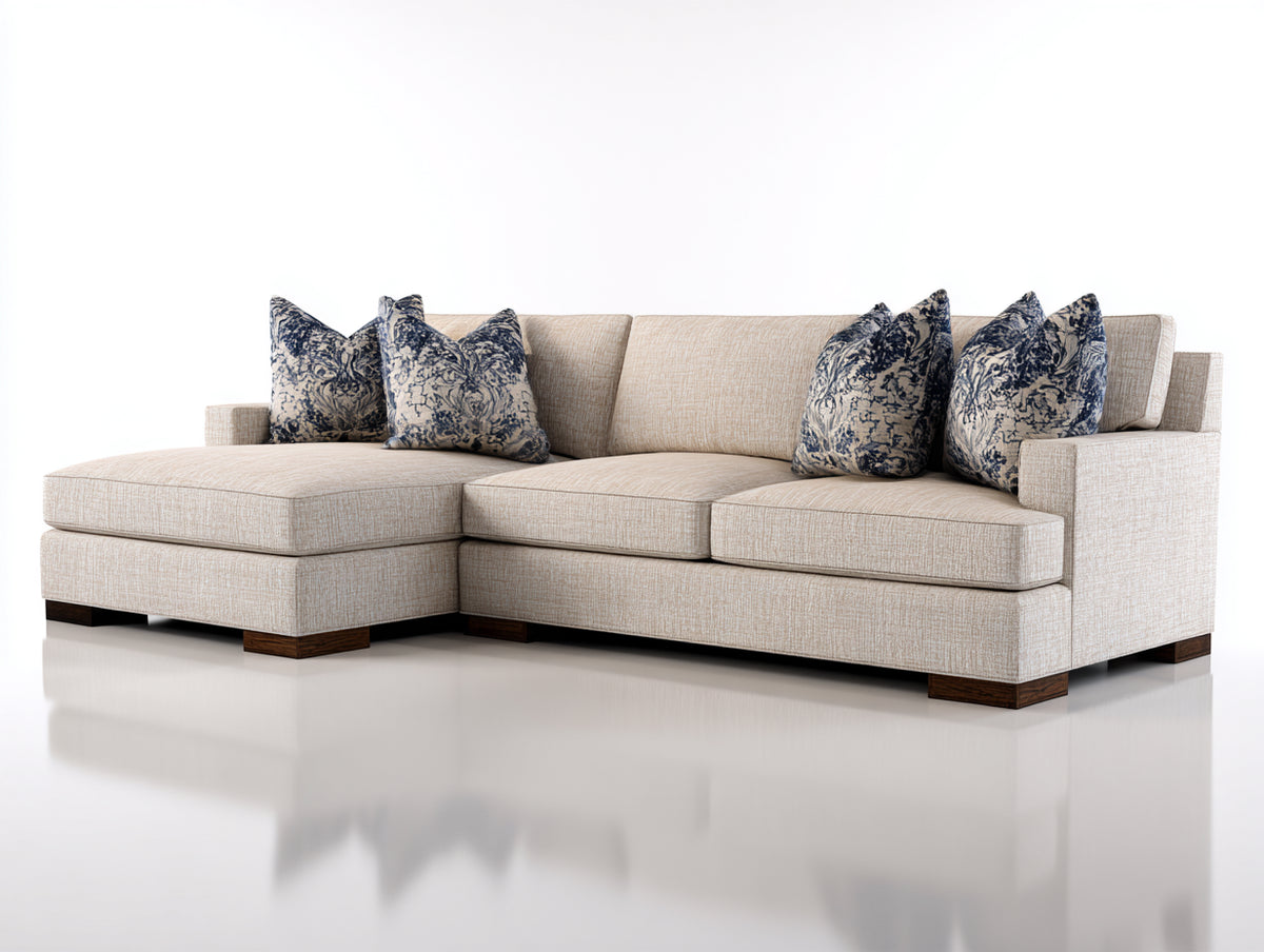 Divano angolare - Tessuto - 284x164x83 cm - Beige chiaro - Stile contemporaneo