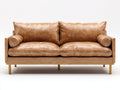Divano a due posti - Pelle - 194x91x86 cm - Cognac chiaro - Design contemporaneo