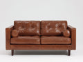 Divano a due posti - Pelle - 176x88x82 cm - Marrone cognac - Design moderno vintage