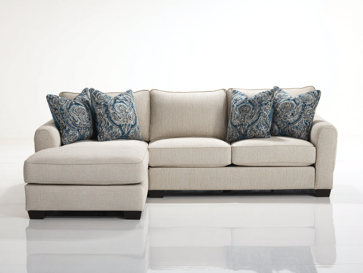 Divano angolare - Tessuto - 273x163x88 cm - Beige sabbia - Stile classico contemporaneo