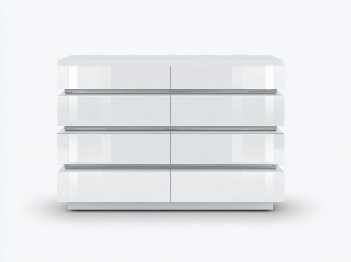 Cassettiera - Legno - 106x44x93 cm - Bianco - Design minimalista lucido