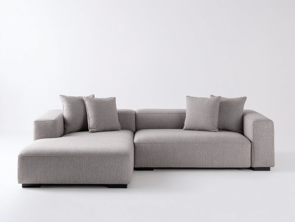 Divano angolare - Tessuto - 276x166x82 cm - Grigio tortora - Moderno