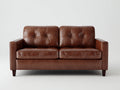 Divano a due posti - Pelle - 176x88x82 cm - Marrone cognac - Design moderno vintage