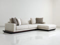 Divano angolare - Tessuto-Legno - 301x171x82 cm - Avorio-Marrone scuro - Stile minimalista