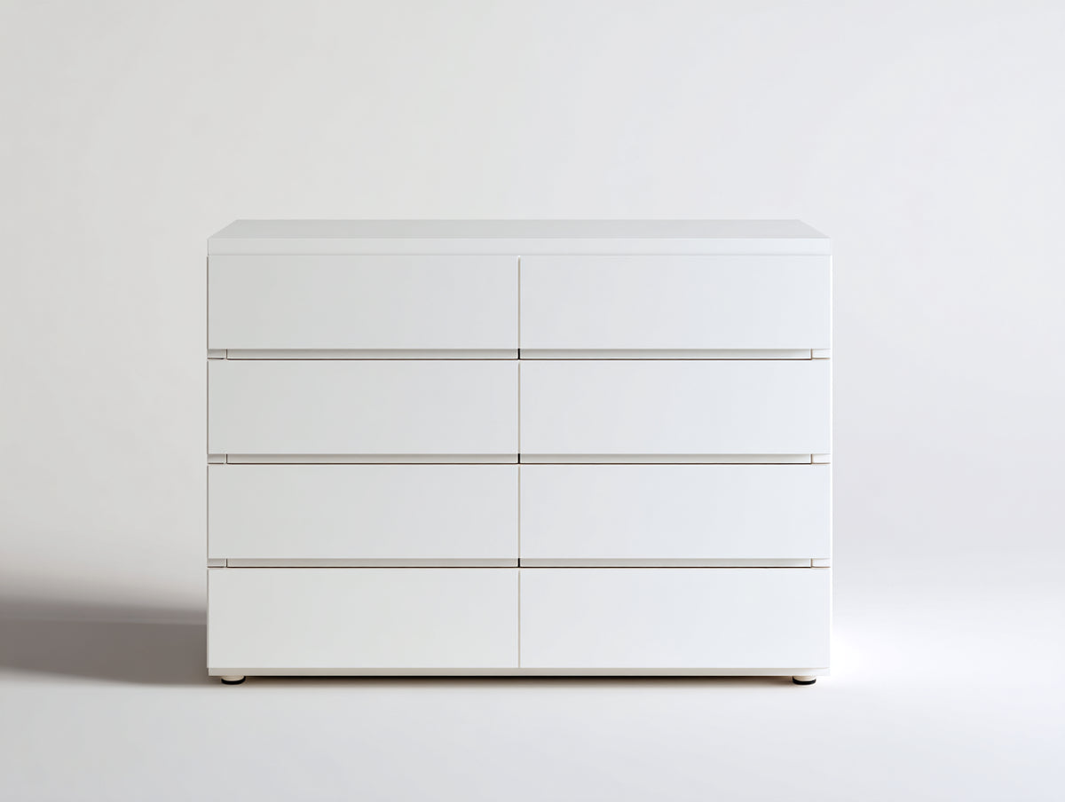 Cassettiera - Legno - 118x45x92 cm - Bianco - Design minimalista