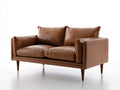 Divano a due posti - Pelle - 168x88x85 cm - Marrone cognac - Design vintage