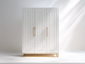 Armadio - Legno-Metallo - 154x60x210 cm - Bianco-Oro - Design elegante