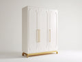 Armadio - Legno-Metallo - 150x58x205 cm - Bianco-Oro - Design neoclassico