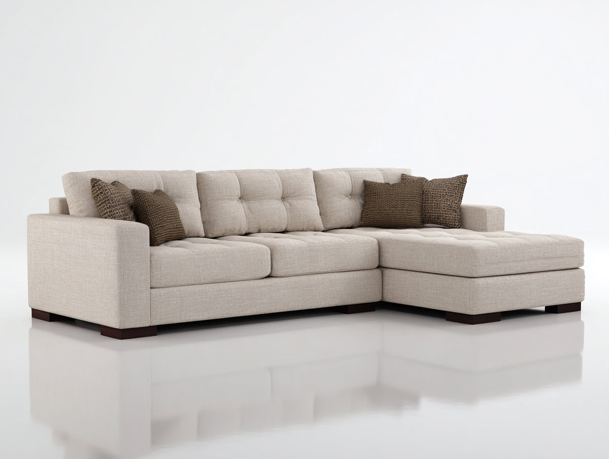 Divano angolare - Tessuto - 292x171x88 cm - Beige chiaro - Stile contemporaneo