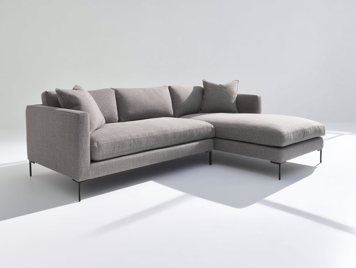 Divano angolare - Tessuto - 274x165x86 cm - Grigio chiaro - Stile moderno