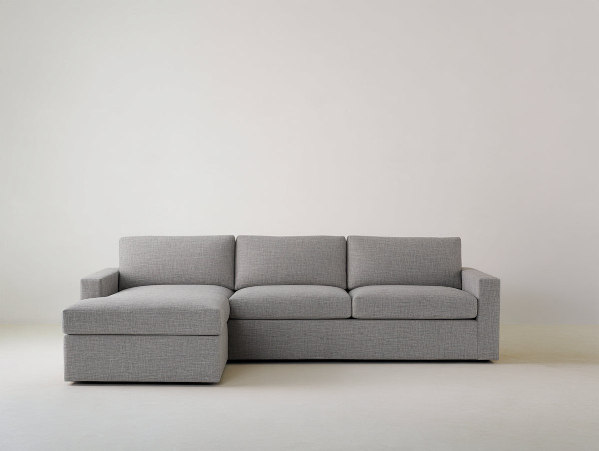 Divano angolare - Tessuto - 238x151x84 cm - Grigio chiaro - Stile moderno