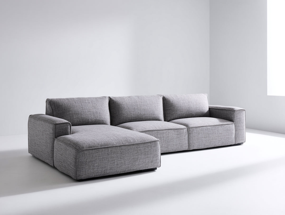 Divano angolare - Tessuto - 296x169x87 cm - Grigio - Minimalista